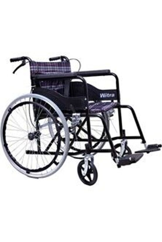 Emek Sağlık Witra Ekose Desenli Kumaş Frenli Ekonomik Manuel Kontrollü Tekerlekli Sandalye