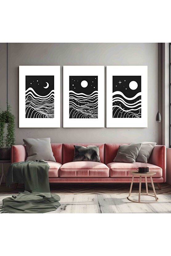 Matisse - Boho - Art Deco - Soyut - Doğa ( 3 lü Çerçevesiz ) Poster - Afiş - Tablo KR2C01175