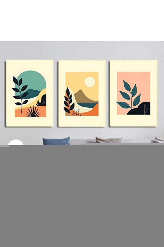 Matisse - Boho - Art Deco - Soyut - Doğa ( 3 lü Çerçevesiz ) Poster - Afiş - Tablo KR2C01269