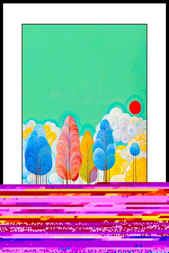 Renkli Ağaçlar Digital Art ( ÇERÇEVESİZ - ÇERÇEVE YOKTUR ) ( ULTRA HD ) FOLYO AFİŞ - POSTER