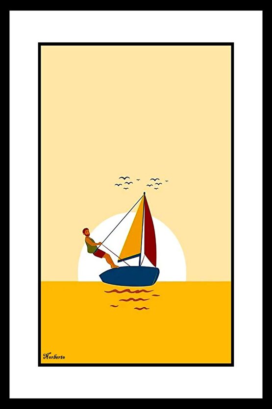 Yelkenlide Adam Digital Art ( ÇERÇEVESİZ - ÇERÇEVE YOKTUR ) ( ULTRA HD ) FOLYO AFİŞ - POSTER