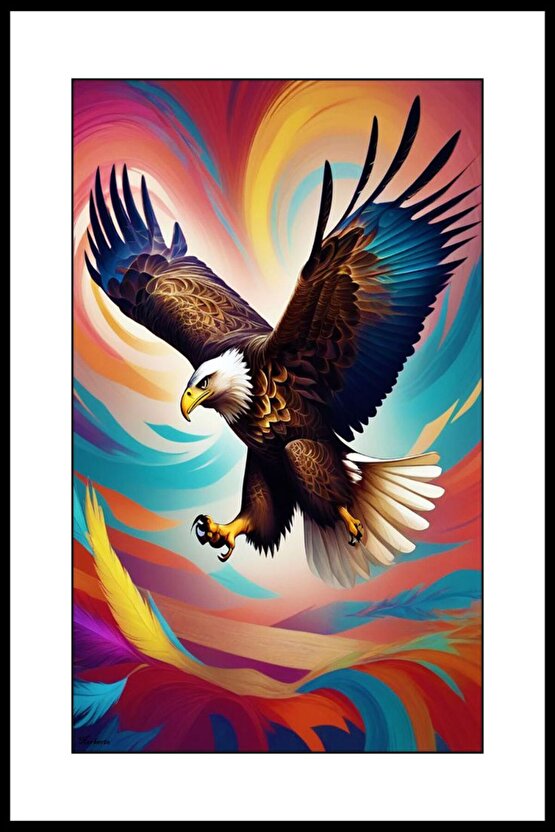 Uçan Kartal Digital Art ( ÇERÇEVESİZ - ÇERÇEVE YOKTUR ) ( ULTRA HD ) FOLYO AFİŞ - POSTER