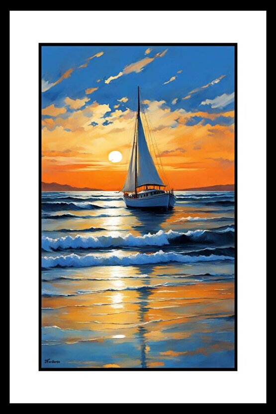 Sahildeki Yelkenli Digital Art ( ÇERÇEVESİZ - ÇERÇEVE YOKTUR ) ( ULTRA HD ) FOLYO AFİŞ - POSTER