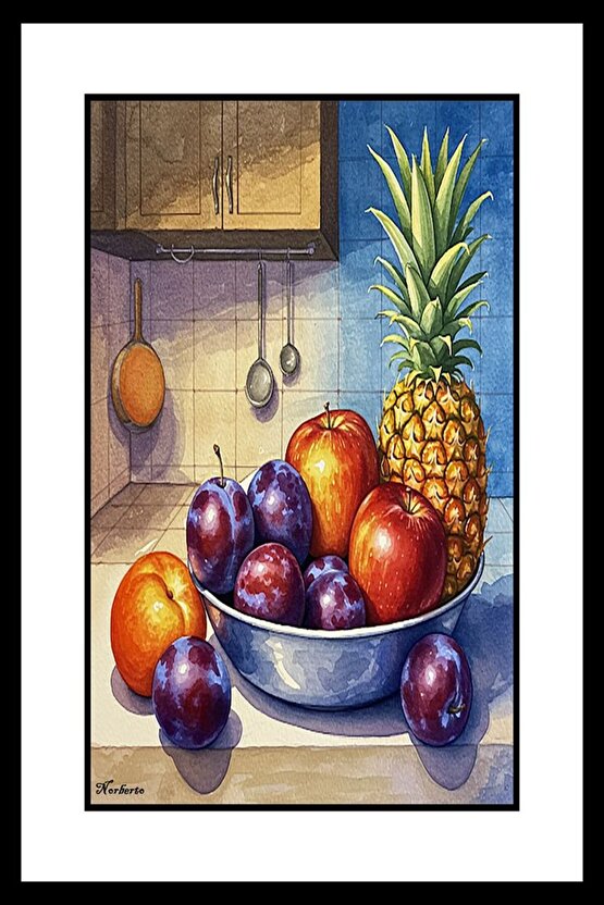 Meyve Tabağı Digital Art ( ÇERÇEVESİZ - ÇERÇEVE YOKTUR ) ( ULTRA HD ) FOLYO AFİŞ - POSTER