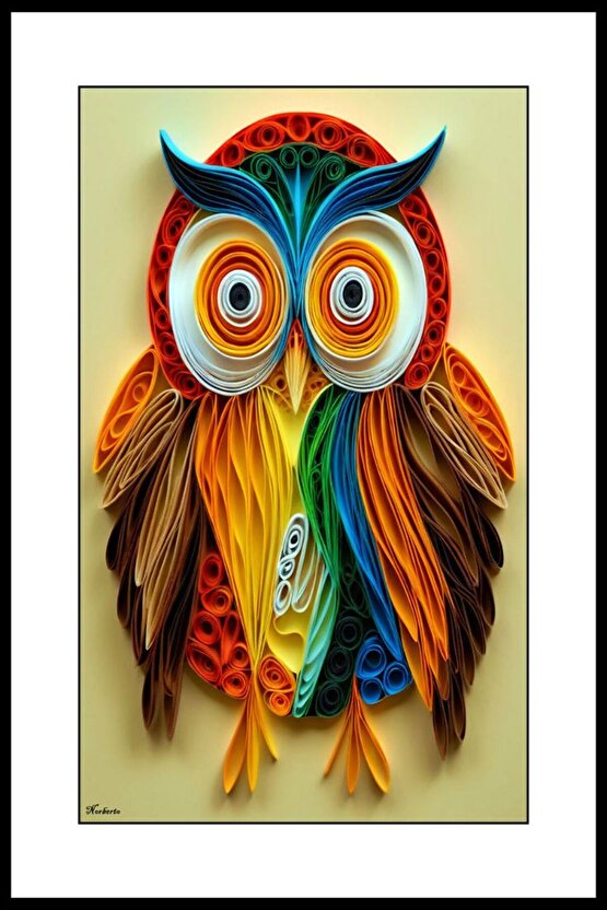 Büyük Gözlü Baykuş Digital Art ( ÇERÇEVESİZ - ÇERÇEVE YOKTUR ) ( ULTRA HD ) FOLYO AFİŞ - POSTER