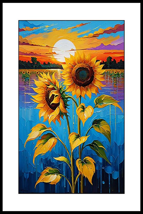 Güneşe Dönen Çiçek Digital Art ( ÇERÇEVESİZ - ÇERÇEVE YOKTUR ) ( ULTRA HD ) FOLYO AFİŞ - POSTER