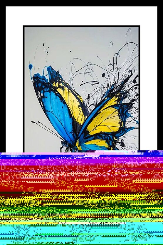 Siyah Benekli Kelebek Digital Art ( ÇERÇEVESİZ - ÇERÇEVE YOKTUR ) ( ULTRA HD ) FOLYO AFİŞ - POSTER