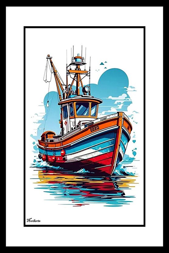 Balıkçı Teknesi Digital Art ( ÇERÇEVESİZ - ÇERÇEVE YOKTUR ) ( ULTRA HD ) FOLYO AFİŞ - POSTER
