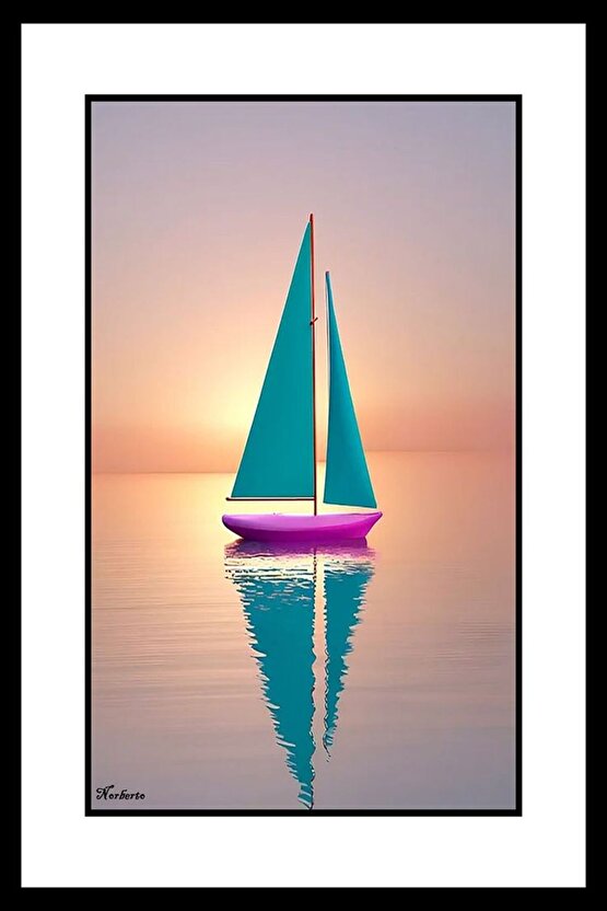 Pembe Gemi Digital Art ( ÇERÇEVESİZ - ÇERÇEVE YOKTUR ) ( ULTRA HD ) FOLYO AFİŞ - POSTER