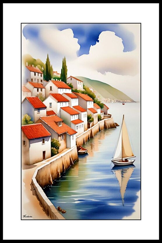 Eve Giden Yelkenli Digital Art ( ÇERÇEVESİZ - ÇERÇEVE YOKTUR ) ( ULTRA HD ) FOLYO AFİŞ - POSTER