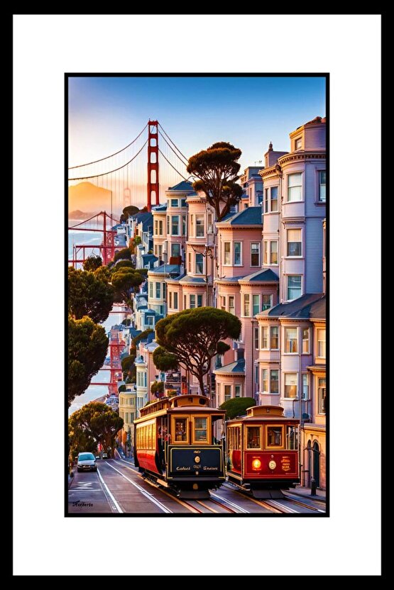 İki Tramvay Digital Art ( ÇERÇEVESİZ - ÇERÇEVE YOKTUR ) ( ULTRA HD ) FOLYO AFİŞ - POSTER