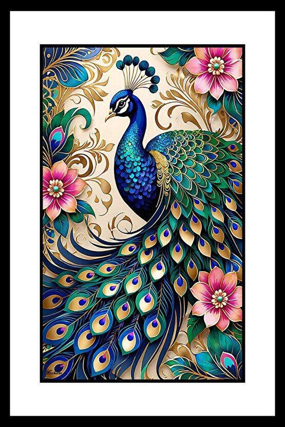 Güzel Tavus Kuşu Digital Art ( ÇERÇEVESİZ - ÇERÇEVE YOKTUR ) ( ULTRA HD ) FOLYO AFİŞ - POSTER