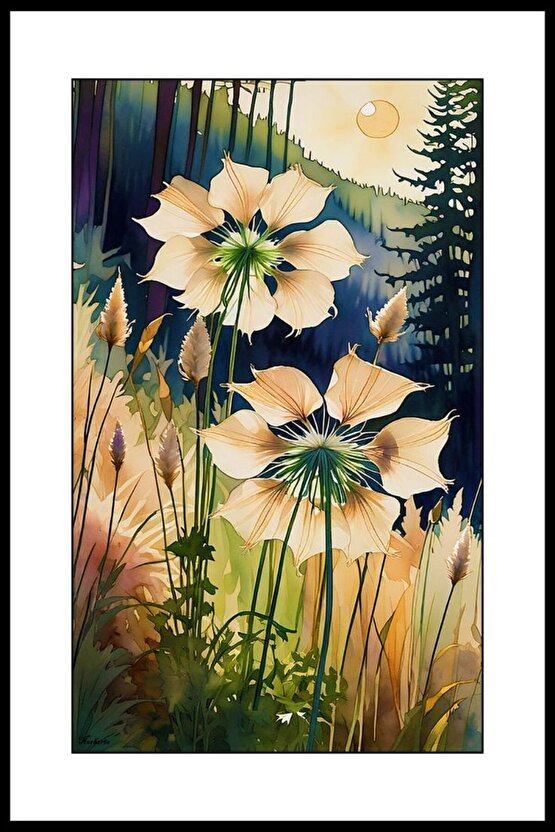 Vadide Açan Çiçek Digital Art ( ÇERÇEVESİZ - ÇERÇEVE YOKTUR ) ( ULTRA HD ) FOLYO AFİŞ - POSTER