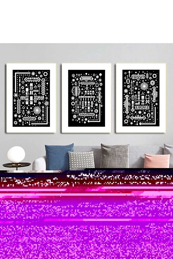 Matisse - Boho - Art Deco - Soyut - Doğa ( 3 lü Çerçevesiz ) Poster - Afiş - Tablo KR2C00872