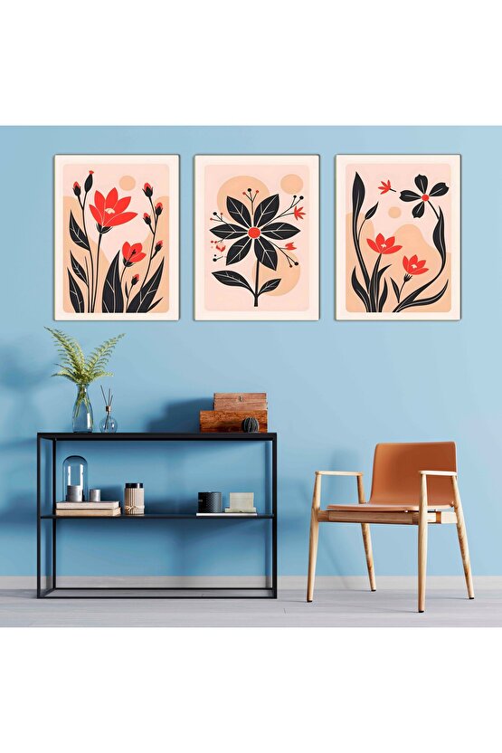 Matisse - Boho - Art Deco - Soyut - Doğa ( 3 lü Çerçevesiz ) Poster - Afiş - Tablo KR2C01143