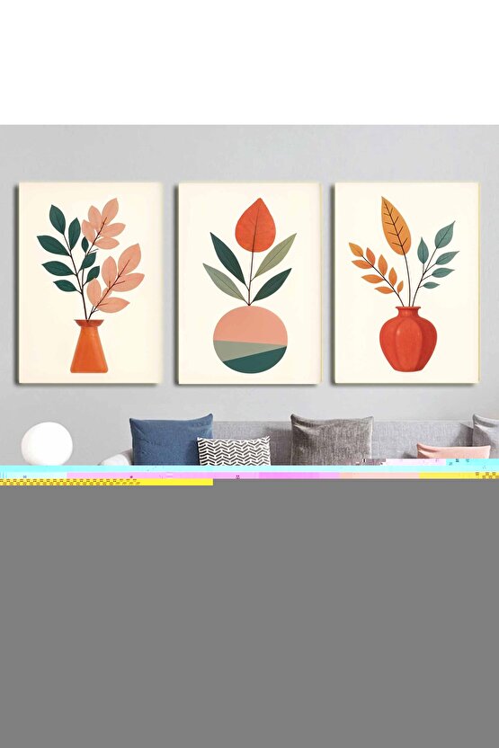 Matisse - Boho - Art Deco - Soyut - Doğa ( 3 lü Çerçevesiz ) Poster - Afiş - Tablo KR2C00704