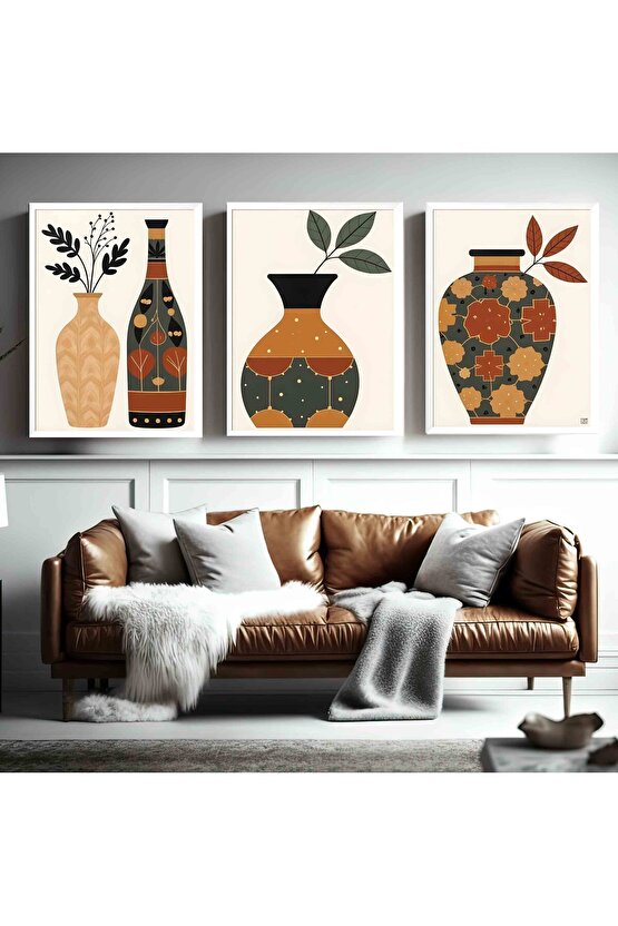 Matisse - Boho - Art Deco - Soyut - Doğa ( 3 lü Çerçevesiz ) Poster - Afiş - Tablo KR2C01056