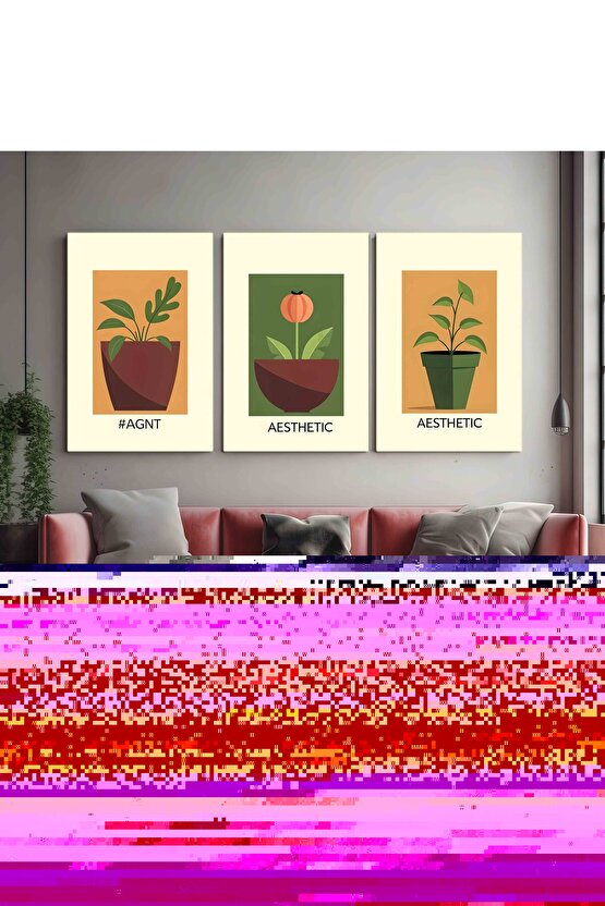 Matisse - Boho - Art Deco - Soyut - Doğa ( 3 lü Çerçevesiz ) Poster - Afiş - Tablo KR2C00689