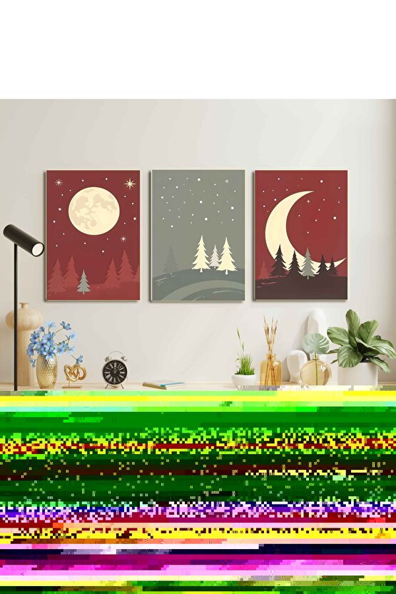 Matisse - Boho - Art Deco - Soyut - Doğa ( 3 lü Çerçevesiz ) Poster - Afiş - Tablo KR2C00873