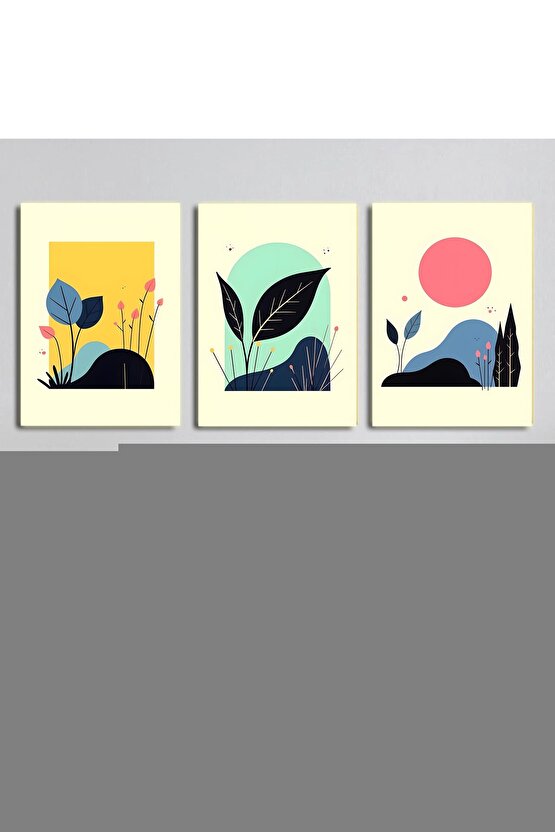 Matisse - Boho - Art Deco - Soyut - Doğa ( 3 lü Çerçevesiz ) Poster - Afiş - Tablo KR2C00251