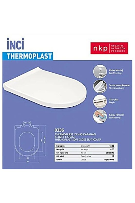 Nkp İnci Thermoplast Amortisörlü Klozet Kapağı Tak Çıkart