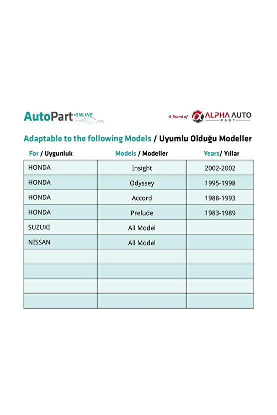 Honda Insight Odyssey Accord Prelude SUZUKI NISSAN için Döşeme Klips - 10 Adet