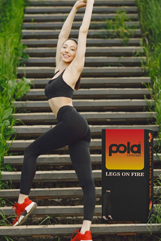 Ultra Soft Termal Etkili Genç Kadın Uzun Siyah Renk Kalın Kışlık Tayt