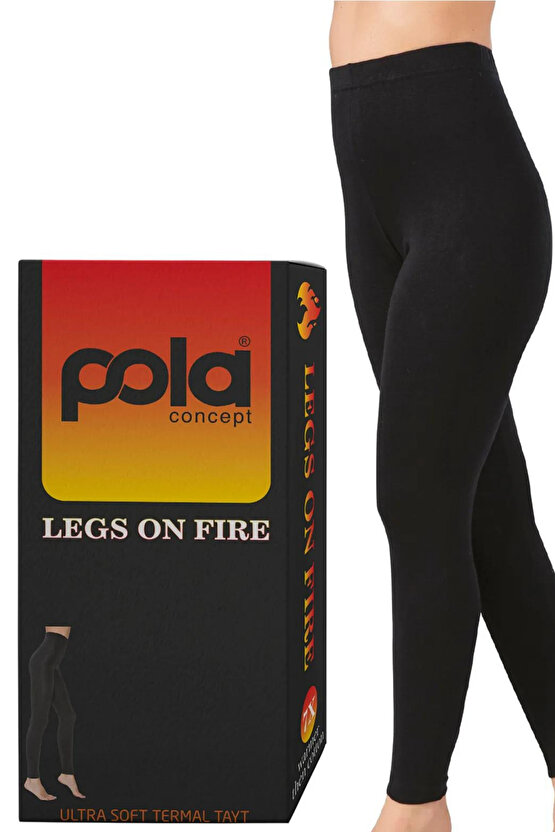 Ultra Soft Termal Etkili Genç Kadın Uzun Siyah Renk Kalın Kışlık Tayt