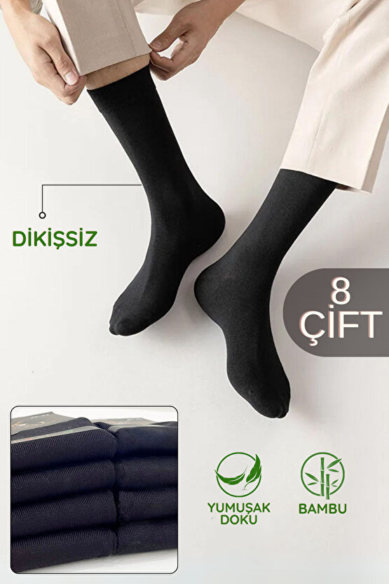 Erkek Yazlık Bambu Soket Uzun 8 Çift Karma Renkli Çorap