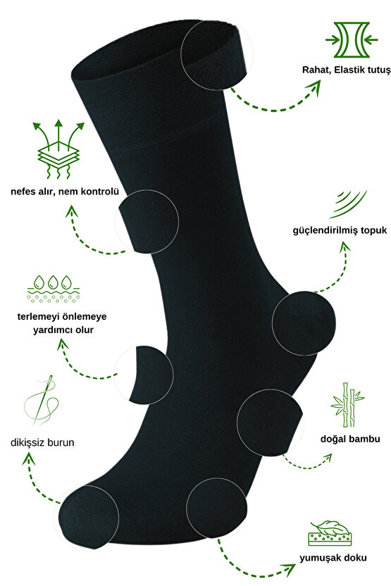 Erkek Yazlık Bambu Soket Uzun 8 Çift Karma Renkli Çorap