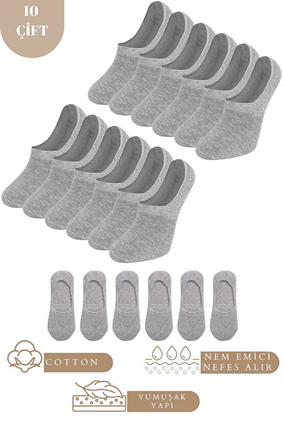 Kadın - Erkek Düz Desen (10LU PAKET - 10 ÇİFT) Pamuklu Terletmez Babet Çorap