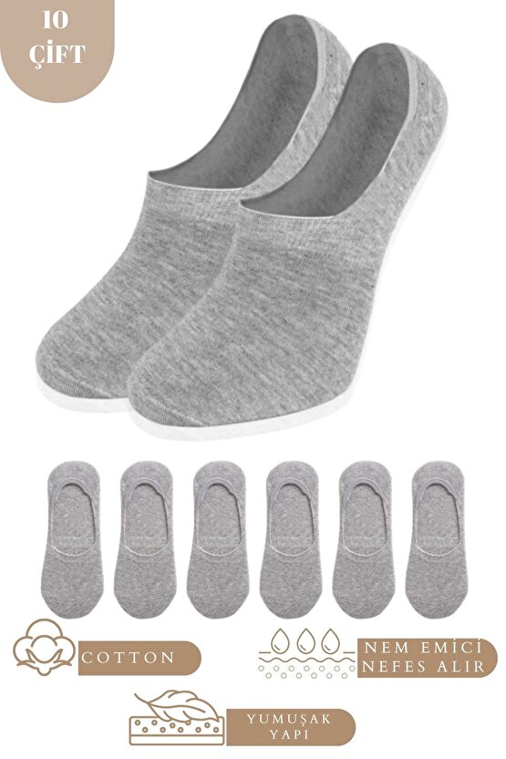 Kadın - Erkek Düz Desen (10LU PAKET - 10 ÇİFT) Pamuklu Terletmez Babet Çorap