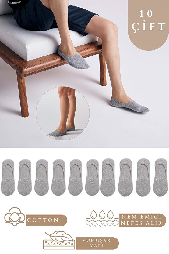 Kadın - Erkek Düz Desen (10LU PAKET - 10 ÇİFT) Pamuklu Terletmez Babet Çorap
