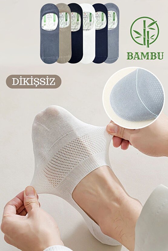 Erkek Babet Çorap ( Bambu Dikişsiz Parfümlü 6 Çift Silikonlu) Babet