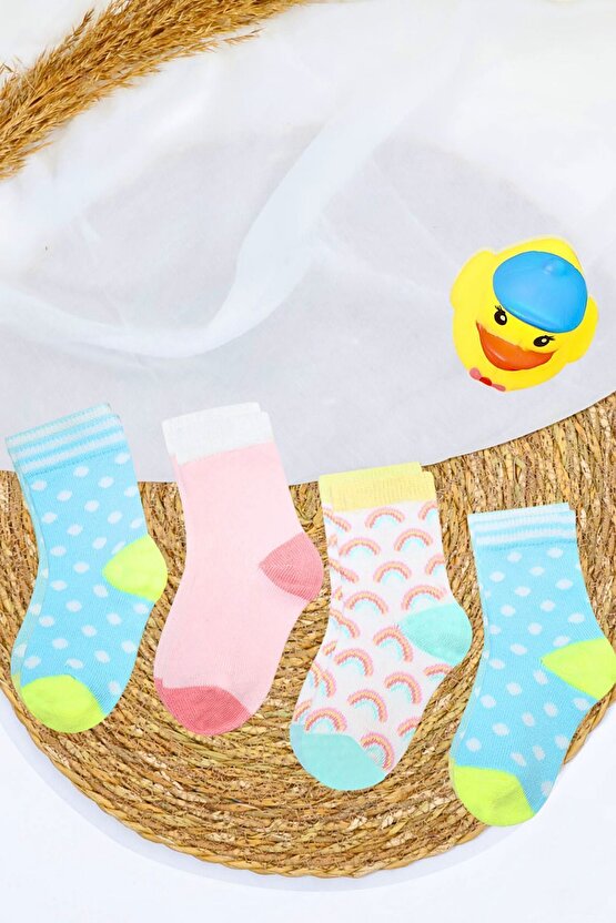 Kız Çocuk Çorap (10 ÇİFT) Desenli Kısa Patik Bebek Çorap