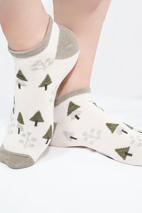 4 Çift Kadın Çorap (Trend) Desenli Kısa Patik Çorap Yeni Sezon