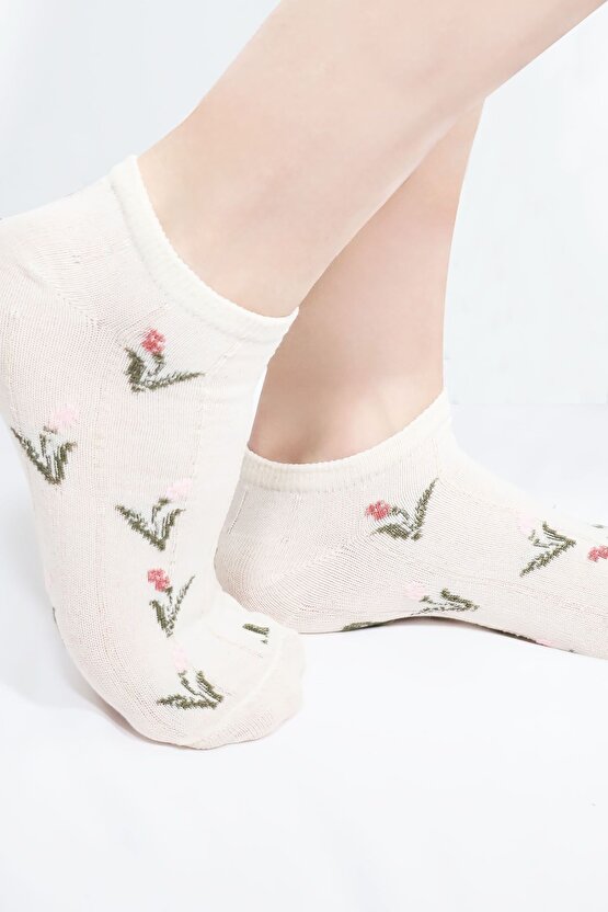 4 Çift Kadın Çorap (Trend) Desenli Kısa Patik Çorap Yeni Sezon