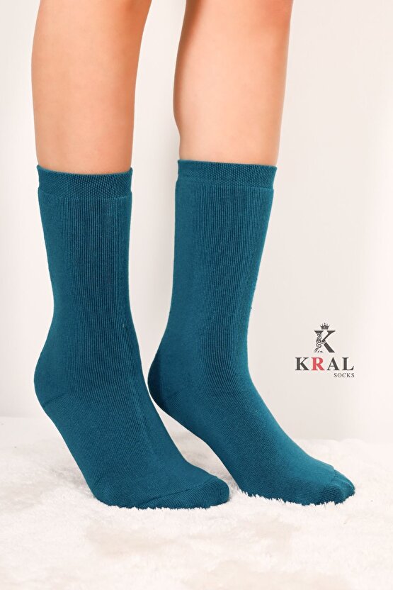 Thermo Özellikli 2X Korumalı (5 Çift) Kadın Termal Renkli Kışlık Yün Havlu Çorap