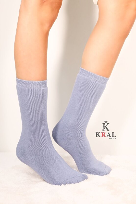 Termal Özellikli 2x Korumalı (3 ÇİFT) Kadın Soft Renkli Kışlık Yün Havlu Çorap