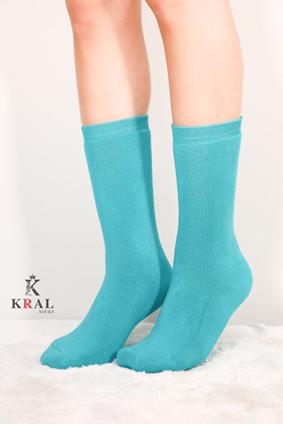 Termal Özellikli 2x Korumalı (3 ÇİFT) Kadın Soft Renkli Kışlık Yün Havlu Çorap