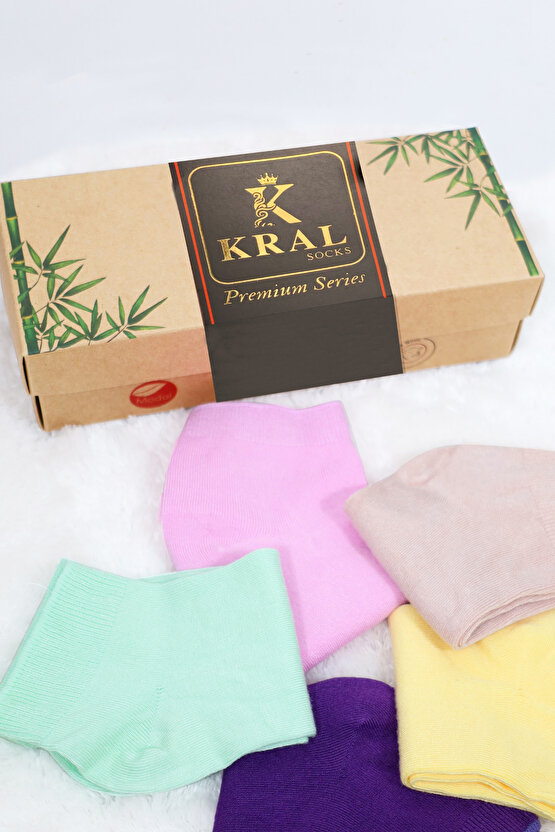 Kadın Çorap Dikişsiz Parfümlü (5 ÇİFT) Hediye Kutulu Bambu Patik Çorap Seti