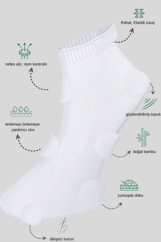 Erkek Bambu Çorap Patik Düz Desen (5 ÇİFT KUTULU) Dikişsiz Dokuma Parfümlü Kısa Çorap