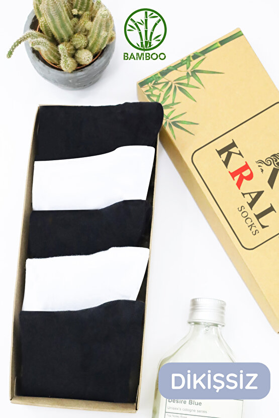 Erkek Bambu Çorap Patik Düz Desen (5 ÇİFT KUTULU) Dikişsiz Dokuma Parfümlü Kısa Çorap