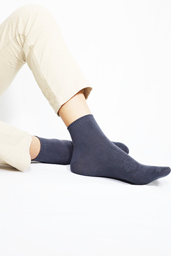 Erkek Bambu Çorap Düz Desen ( 5 Çift ) Kutulu Dikişsiz Hassas Dokuma Kısa Çorap