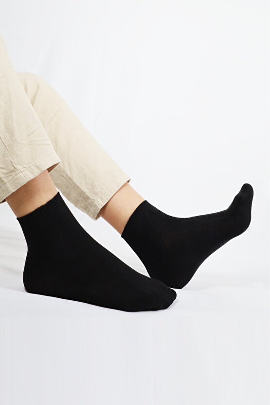 Erkek Bambu Çorap Düz Desen ( 5 Çift ) Kutulu Dikişsiz Hassas Dokuma Kısa Çorap