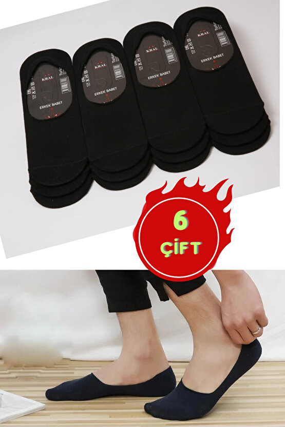 Kadın - Erkek Düz Desen (6 ÇİFT) Pamuklu Terletmez Babet Çorap