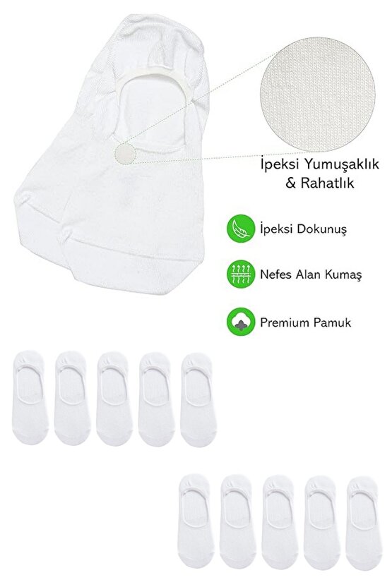 Kadın - Erkek Düz Desen (10LU PAKET - 10 ÇİFT) Pamuklu Terletmez Babet Çorap