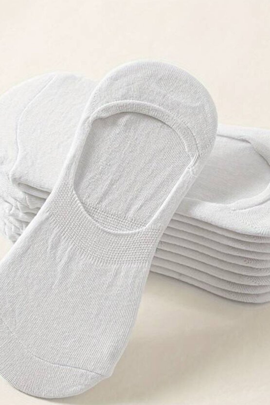 Kadın - Erkek Düz Desen (10LU PAKET - 10 ÇİFT) Pamuklu Terletmez Babet Çorap