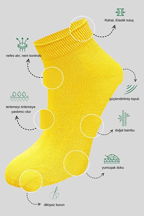 Hediye Kutulu (6 ÇİFT) Kaliteli Bambu Kısa Model Patik Çorap Dikişsiz Hassas Dokuma Parfümlü