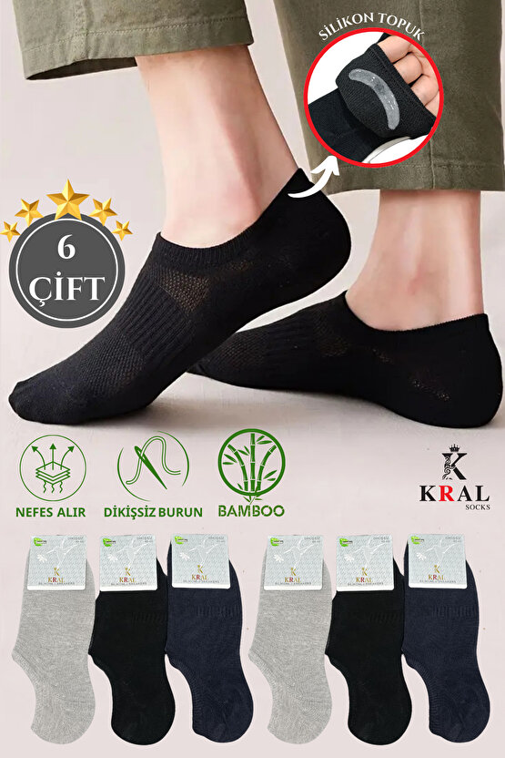 Erkek Snikers (6 ÇİFT) Pamuklu Dikişsiz Hassas Dokuma Terletmez Bambu Çorap